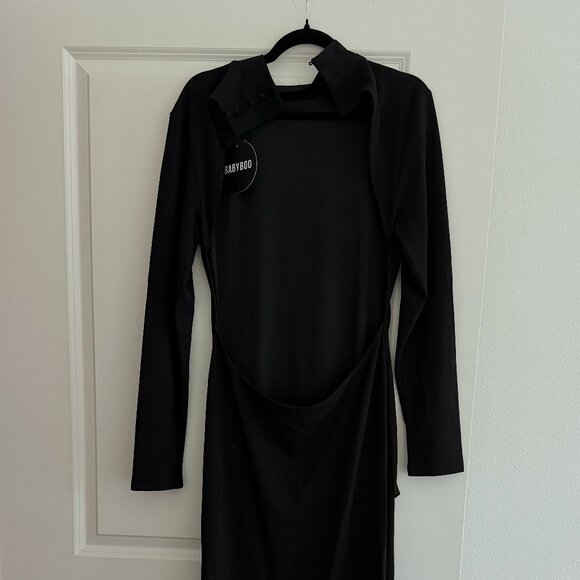 Babyboo - Imelda Maxi Dress, Black, Open Back, High Neck, Button Details, XXL - Picture 4 of 9